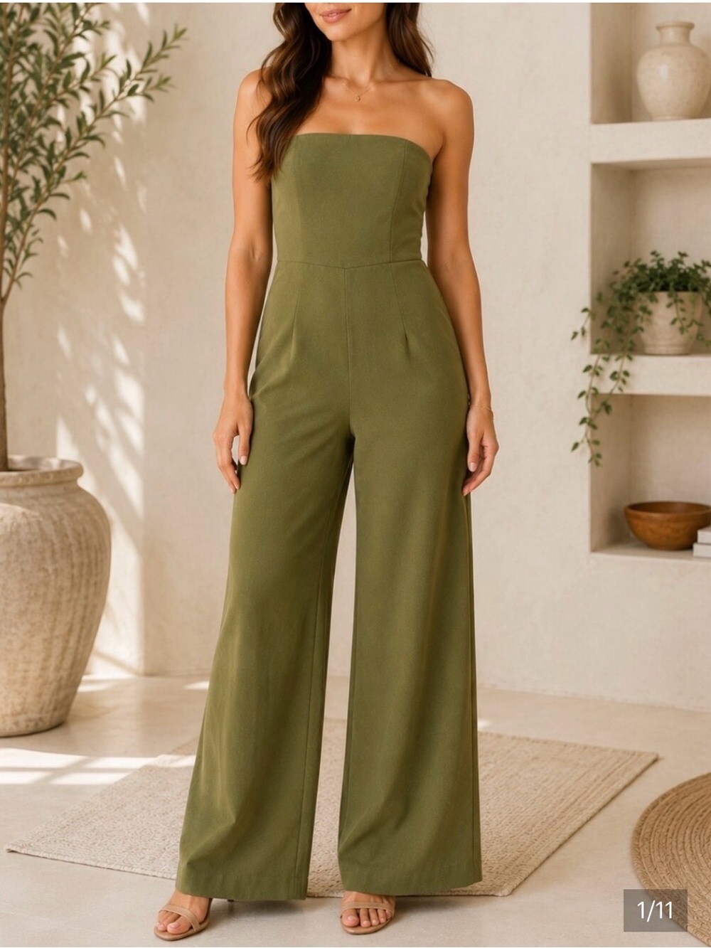 Wild fable Strapless Wide-Leg Jumpsuit - Olive